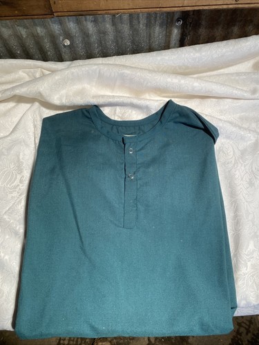 3XL Scrub Top Shirt Pull Over Long Sleeve V Neck Nurse Doctor Lab Uniform Green