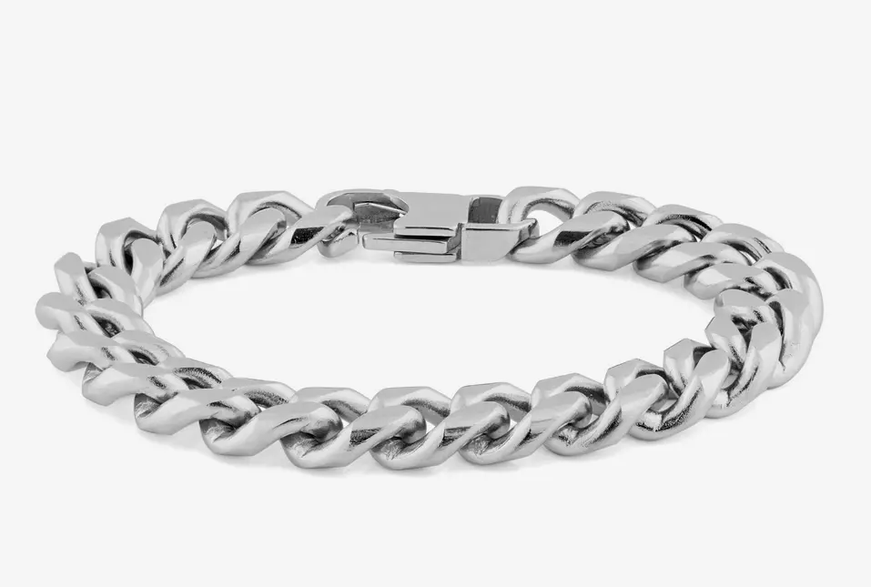 MACY'S Men's Single-Cut Diamond Bracelet in Stainless Steel & Yellow  Ion-Plated | eBay