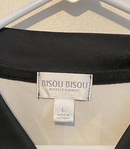 Bisou Bisou Retro Full Zip Jacket Size L Black/Yellow/Blue/White Zip Pockets - Picture 6 of 6