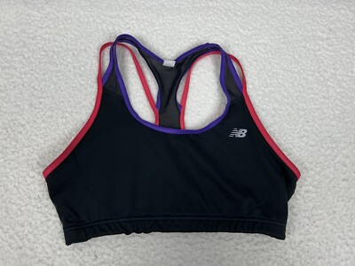 New Balance Seamless Sports Bra Size Medium Black Pink Purple Racerback  Yoga Gym
