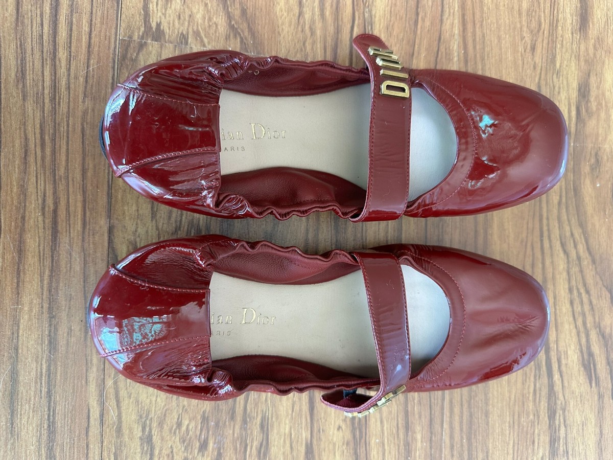 Dior Baby D Patent Calfskin Flat Scarlet Size 35IT | eBay