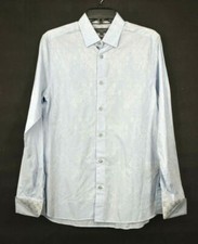 Ted Baker London Mens Light Blue Wasabi Modern Fit Floral Dress Shirt Cotton 15