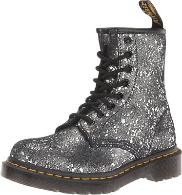 MARTENS 1460 Boots Black Metallic Paint Splatter Suede New