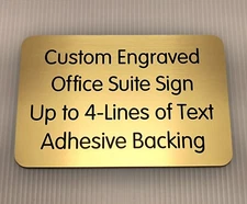 Custom Engraved 4x6-in Brushed Gold Office Suite Sign Small Business Wall Plaque