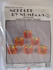 Set of 6 Pumpkin Candy Holders Plastic Canvas Kit