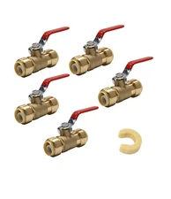 EFIELD 5 PCS 1/2" PUSH FIT BRASS BALL VALVES FULL PORT (LEAD FREE )