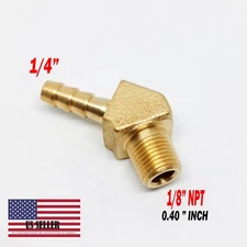 1/4 HOSE BARB X 1/8 MALE NPT Brass ELBOW 45 DEGREE Pipe Fitting Thread GasFUEL