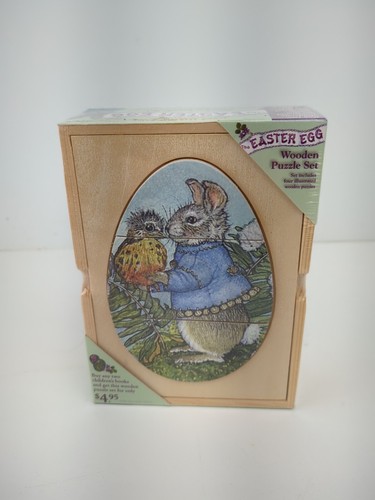 Jan Brett's Easter Egg Bunny Rabbit Wooden Puzzle Set 2010 Handcrafted Sealed