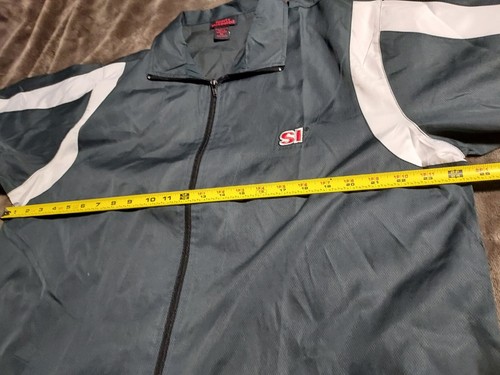 Giacca a vento uomo anni 90 sportiva illustrata blu bianco full zip taglia large - Foto 4 di 9