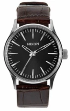 Nixon Sentry 38 Brown Gator Leather Strap Watch A377-1887 / A377 1887 / A3771887