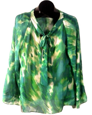 IMAN WOMEN'S 2 PIECE BLOUSE TOP TURQUOISE GREEN MEDIUM V1