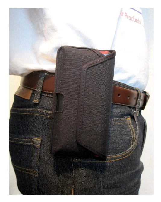 Galaxy A6- Rugged Sideways Nylon Holster Pouch, Metal Belt Clip- Turtleback Case - Image 4 of 4
