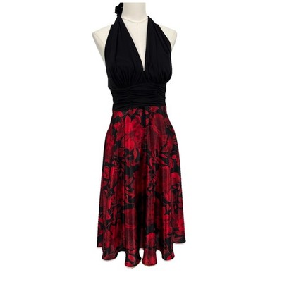 Y2K Connected Womens Halter Midi Dress 8 Dark Floral Whimsigoth Dark Fairy Vamp