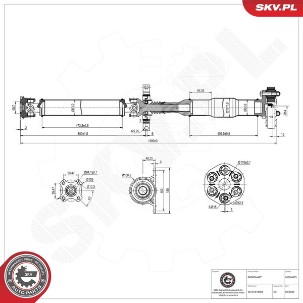 Esen SKV Antriebswelle Kardanwelle Hinten FüR BMW X3 E83 2.0D-image