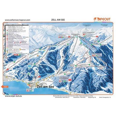 Wipeout Zell am See Kaprun Pistenkarte Mikrofaser Brillentuch und Resortkarte