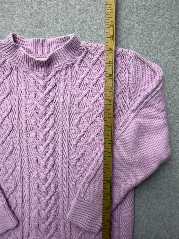 Crewcuts Sweater Youth 12 Purple Cable Knit Crewneck Long Sleeve Girls - Image 4 of 4