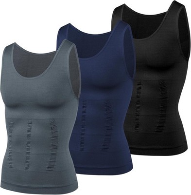 Camiseta de Compresión para Hombre,3 Piezas Fajas Abdominal Reductora Deportivo
