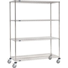 Nexel Stainless Steel Wire Shelf Truck 48x18x80 1200 Lb. Cap. with Brakes