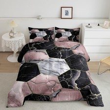 Geometric Comforter Honeycomb Bedding Set for Boys Girls Children Gold Hexago...