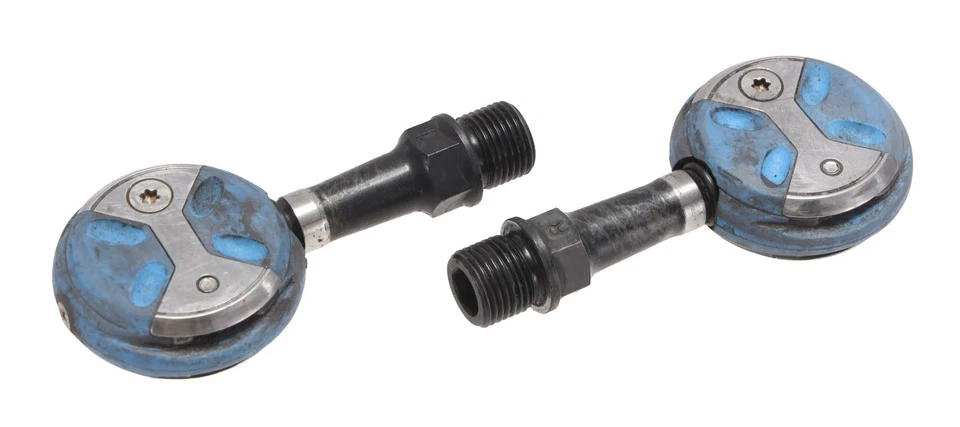 Pedales de bicicleta de carretera Speedplay Zero sin clip azules 50 mm cromoly 4 pernos Tri Race TT Foto 2 de 4