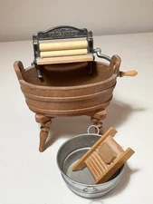 Dolls house miniature 1:12 washtub, washboard + mangle by BODO HENNIG