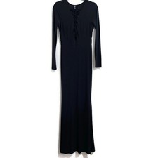 Windsor Women Lace-Up Bodycon Maxi Dress Large Dark Feminine Soft Glam Romantic