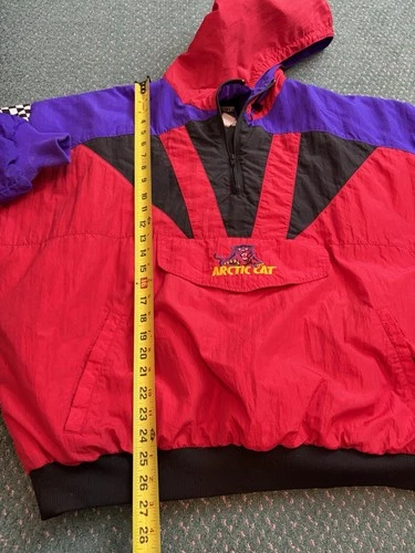 Vintage 90s Arctic Cat Race Cat Pullover Jacket XXL Checkered Snowmobile USA image 8