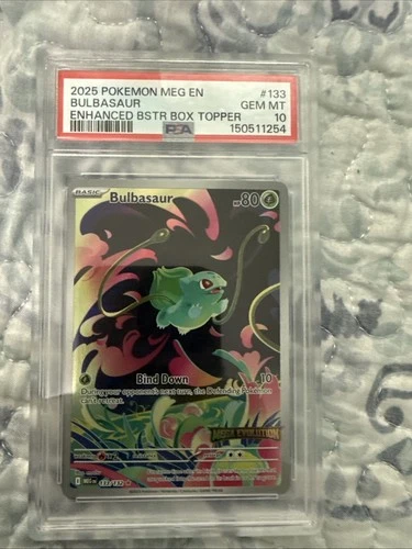 PSA 10 Bulbasaur 133/132 Mega Evolution Stamped Box Top Promo Pokemon TCG