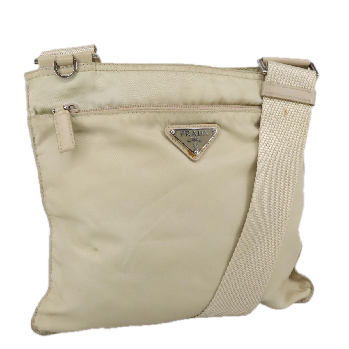 Prada Re-Nylon Beige Synthetic Shoulder Bag Authentic