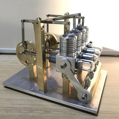 Powerful Hot Air Stirling Engine Generator Model Toy Mini V4 Engine Power Motor