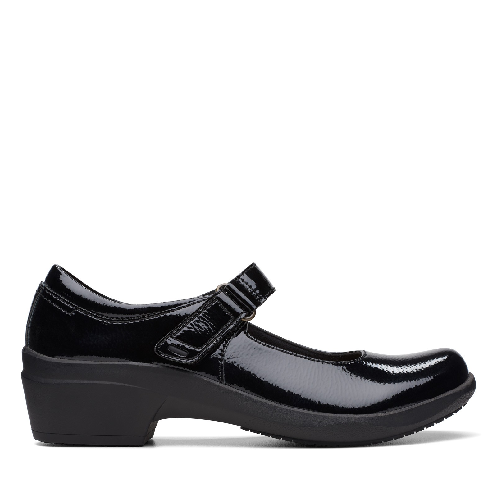 Clarks Talene Ave Slip Resistant 26174442 Womens Black Mary Jane Flats Shoes