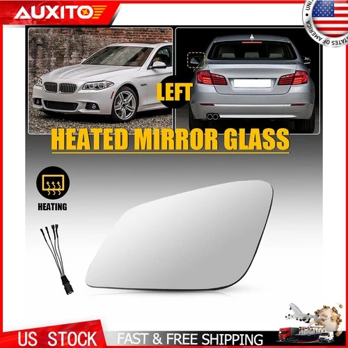 Heated Driver Left Side Mirror Glass Fit 2010-2016 BMW 528i 535d 535i 550i