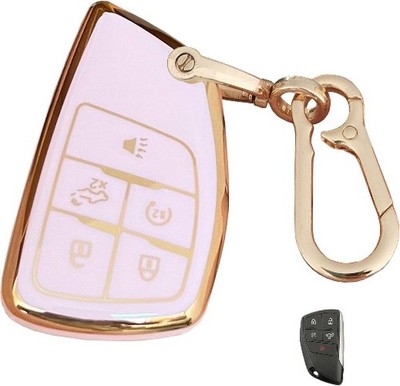Pink Key Fob Cover with Keychain Fits for 2022-2024 1500 2500HD Size: 5-Button