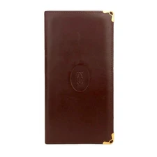 Must de Cartier Leather Long Bifold Wallet Bordeaux