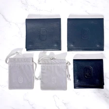 Harry Winston Travel Pouch Lot of 5 Navy Leather and Gray mini Jewelry pouch set
