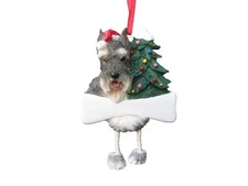 Schnauzer Ornament with "Dangling Legs" Hand Painted and Easily Personalized