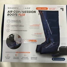 Sharper Image Air Compression Boots Large/XL 5 Intensities, 5 Massages - Blue
