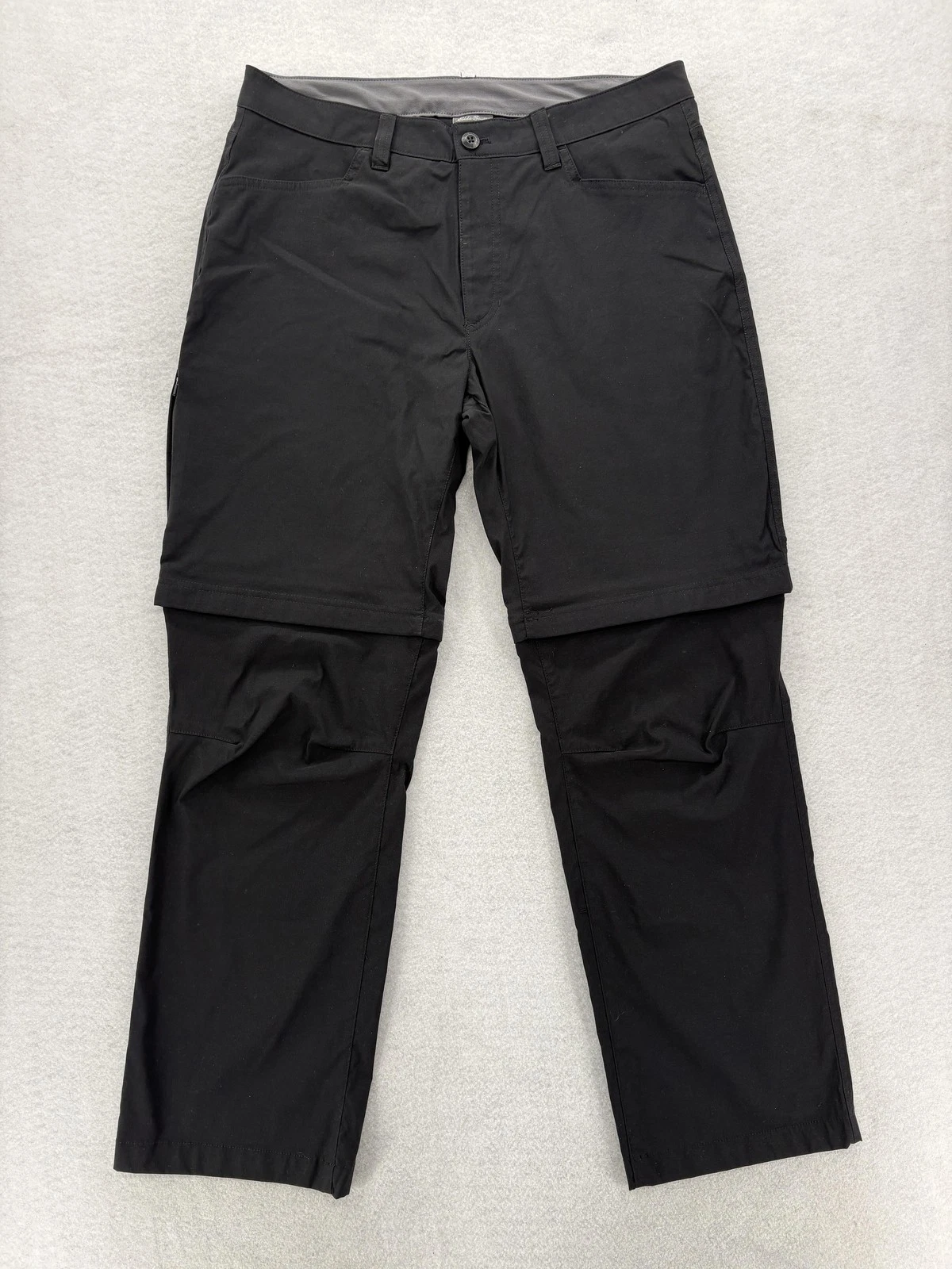 Eddie Bauer Pants Mens 34x30 Black Convertible Tech Hiking Nylon Stretch Outdoor