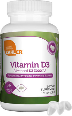 Zahler D3 3000IU, D3 Supplement 3000 IU, Certified Kosher, 120