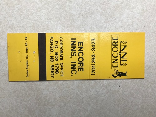 BD511 matchbook cover with white text reading “Corporate Office P.O. Box 1798 Fargo, ND 58107” and black cat logo.