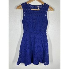 Xhilaration Dress Womens XS Blue Lace Fit Flare Sleeveless Mini Back Zip 6796
