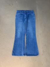 Vintage 70 s Levi s 646 Orange Tab Bellbottom Flare Faded Denim Jeans Size 32x29