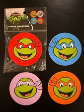 4pc World Of TMNT Teenage Mutant Ninja Turtles Coasters Set Raphael  Leonardo 