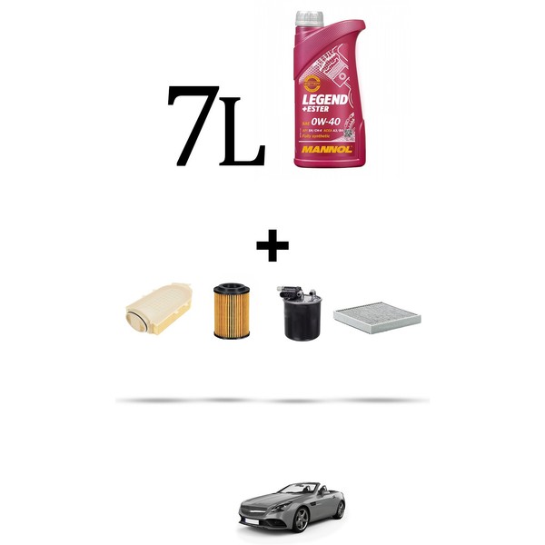 Hoffcar Set Service 4 Filter Und 7L ÖL FüR Mercedes Classe Slc (R172) 250 D-image