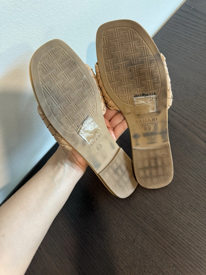 Sandalias para mujer Tahari Melissa entrecruzadas trenzadas tostadas talla 8,5” Foto 3 de 4