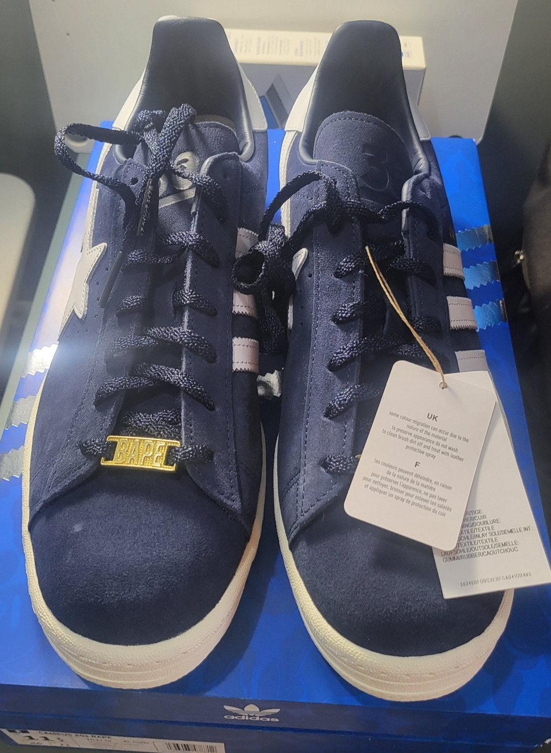BNIB Adidas BAPE x Campus 80s '30th Anniversary - Navy' ID4770  size 11.5 thumbnail 3