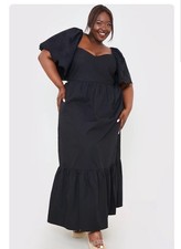 Cotton Maxi Dress Size 20 & 24 In The Style X Ashleigh Huish Black Broderie Trim