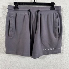 YoungLA Mens 113 French Terry Gym Shorts Grey Size Medium YLA2288