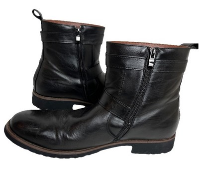 Polar Fox Wyatt Motorcycle Boots Men Size 11 Black Vegan Leather Buckle Zip Polar Fox WYATT Black Motorcycle Boots 11 Vegan Leather  main image 2