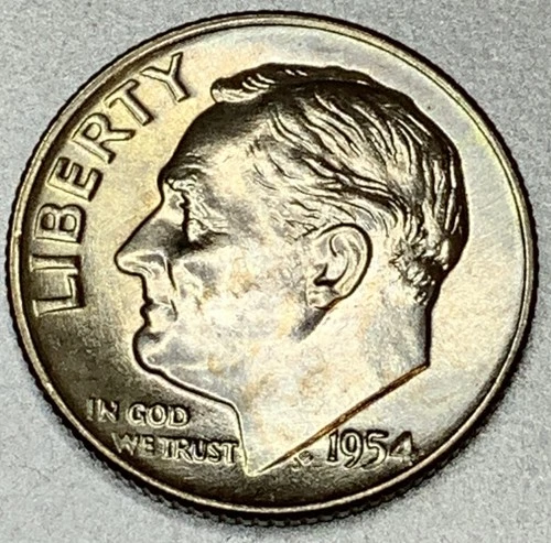 1954 - D Roosevelt Dime - BU - Brilliant Uncirculated - 90% Silver - 1834
